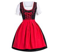 Vestido para niña, de poliéster, para uso informal, con detalles de diseño, incluye vestido alemán, cuello cuadrado, delantal Oktoberfest; vestido de una sola pieza a juego, rosso, 5XL