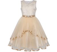 Vestido para niña Flor Beige Boda Fiesta Dama de Honor 6 años