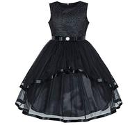 Vestido para niña Flor Negro Boda Fiesta Dama de Honor 8 años