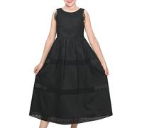 Vestido para niña Flor Negro Encaje Sin Mangas Maxi Elegante Boda Fiesta Pageant 8 años