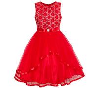 Vestido para niña Flor Rojo Lentejuela Malla Rojo Fiesta 8 años