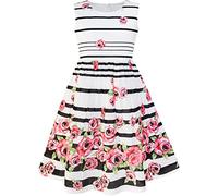Vestido para niña Negro Rayado Rosa Flor Sol 11-12 años