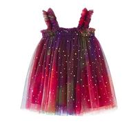 Vestido para niña sin mangas, estrella, luna, batik, tul, fiesta, fiesta, fiesta, vestido de princesa, ropa, Vino, 3-4 años