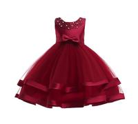 Vestido para niña, vestido de flores, para bodas, fiestas, desfiles de princesas, Vino, 3-4 años