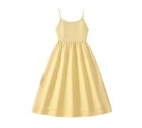 Vestido para niñas, con tirantes delgados, sin mangas, plisado, largo, para baile, fiesta, cumpleaños, dama de honor, graduación, vestido de verano, casual, elegante, ropa de princesa, amarillo, 9-10
