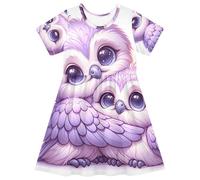 Vestido para niñas, lindo búho violeta, ropa casual para niños, trajes de verano para niñas pequeñas, Bonito búho violeta, 3 años