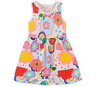Vestido para Niñas Verano Algodón Floral con Unicornio Sin Mangas Corta Casual Vestidos Tallas 1-7 años, 5-6 años, Flora