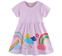 Vestido para Niñas Verano Algodón Floral con Unicornio Sin Mangas Corta Casual Vestidos Tallas 1-7 años, 3-4 años, Arcoíris