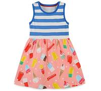 Vestido para Niñas Verano Algodón Floral con Unicornio Sin Mangas Corta Casual Vestidos Tallas 1-7 años, 4-5 años, Helado