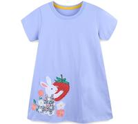Vestido para Niñas Verano Algodón Floral con Unicornio Sin Mangas Corta Casual Vestidos Tallas 1-7 años, 4-5 años, Conejo