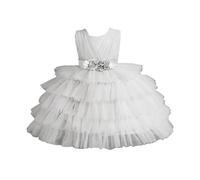 Vestido para niños, vestido hinchado, vestido de princesa para bebé, niña, cumpleaños, fiesta, vacaciones, fiesta, vestido de niña, Blanco, 4-5 años