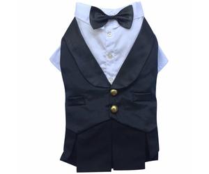 Vestido para perritas con falda y chaleco negros de DoggyDolly