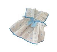 Vestido para perro, falda para cachorro, ropa para perro, vestido de noche, vestido de boda, vestido de lazo con flores de rosa, para perros pequeños, ropa para mascotas y estante (azul, XS)