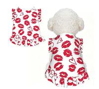 Vestido para Perro Kiss Hot Red Nice Lips, Ropa Transpirable para Mascotas, Camisetas con Mangas con Volantes para Fiestas y sesiones de Fotos, Talla Grande.