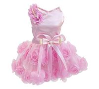 Vestido para Perros Falda de Lujo para Cachorros Ropa para Perros Vestidos de Princesa Vestido de Novia Vestido con Lazo Rosa para Perros Pequeños