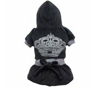 Vestido para perros "Nicki" DoggyDolly negro con corona, 50% Dto.
