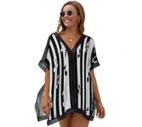Vestido Playa Bikini Cover Up Rayas Notas Musicales A La Moda Beach Vestido Cuello En V Casual Dress Playa Geometría Tendencia Suelto Vestidos Chiffon Cárdigan Dress Bohemia Camisola Verano