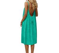 Vestido Playa Mujer, Vestido Sin Espalda Casual Sin Mangas para Mujer con Espalda Abierta - Color SóLido - Ideal para La Playa Y Las Vacaciones - Estilos Extralargos Y De Longitud Media