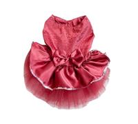 Vestido plisado para perro con lazo y lentejuelas para cachorro, para cumpleaños, perchas de ropa para mascotas (rojo, talla única)