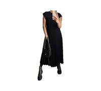 Vestido Plisado Simple de Color sólido para Mujer, Vestidos de Verano para Mujer 2024, Vestidos Que ocultan la Grasa del Vientre (Black,L)