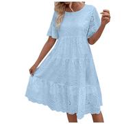 Vestido Primavera Mujer - Dresses For Women - Nuevo Vestido De Longitud Media para Mujer Vestido De Mujer Grande con Encaje Jacquard Ahuecado Ajustado con Cuello En V