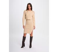 Vestido punto ajustado 2 en 1 beige mujer M