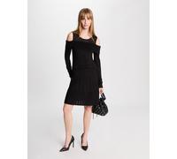 Vestido punto corto evasé negro mujer L