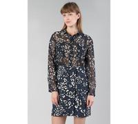 Vestido recto y corto, de manga larga Mujer Talla S. Color Negro