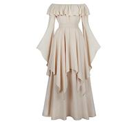 Vestido renacentista para mujer, largo medieval, talla ahumada, manga vintage, trompeta, tribunal renacentista victoriana, retro, carnaval, cosplay Steampunk gótico medieval, elegante, casual ropa