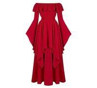 Vestido renacentista para mujer, largo medieval, talla ahumada, manga vintage, trompeta, tribunal renacentista victoriana, retro, carnaval, cosplay Steampunk gótico medieval, moda ropa