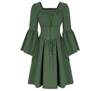 Vestido renacentista para mujer, manga flare medieval, estilo vintage, cuello cuadrado de teatro, princesa, tribunal de baile, retro, carnaval, gótico, noche, Halloween, disfraz elegante punk chic
