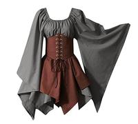 Vestido renacentista para mujer, manga flare retro, corsé victoriano de fiesta, plisado, disfraz de fiesta gótico, carnaval, Halloween, disfraces Steampunk, corte vintage, chic casual vestidos