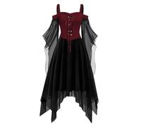 Vestido renacentista para mujer, medieval, vestido de Halloween, vestido gótico del siglo 19, disfraz de terror, ropa victoriana, Steam Punk, vestido de baile, vestido de bruja negra, vestido maxi