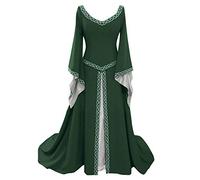 Vestido Retro Medieval para Mujer con Mangas Trompeta Medieval Victoriana Vestido de Reina renacentista góTico Maxi Vestido de Carnaval Halloween Fiesta Princesa Disfraz Vestido de Carnaval