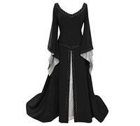 Vestido Retro Medieval para Mujer con Mangas Trompeta Medieval Victoriana Vestido de Reina renacentista góTico Maxi Vestido de Carnaval Halloween Fiesta Princesa Disfraz Vestido de Carnaval