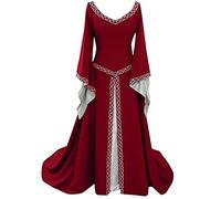 Vestido Retro Medieval para Mujer con Mangas Trompeta Medieval Victoriana Vestido de Reina renacentista góTico Maxi Vestido de Carnaval Halloween Fiesta Princesa Disfraz Vestido de Carnaval