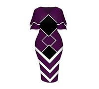 Vestido retro para mujer, informal, estampado en V, hasta la rodilla, vestido de noche, elegante, manga corta, vestido de cóctel, sexy, vestido de fiesta, tallas grandes, vestido de verano, cómodo
