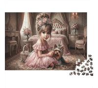 Vestido Rosa Princesa chicaRompecabezas DIY 1000 Piezas Cartón Vintage Princesa Dormitorio Mejora De La Memoria, Actividad Indoor 52x38cm/1000pcs