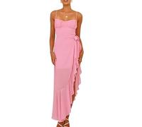 Vestido sexy con tirantes y espalda descubierta for mujer, gran oferta de verano europeo y americano, 2025(Pink,XL-Large)