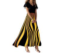Vestido Sexy Mujer, Dresses For Women Vestidos Mujer Primavera Vestido Largo Informal De Manga Corta con Cuello En V Y Estampado De Rayas para Estilo A Fluido Elegante Vestidos Verano Fiesta Elegante