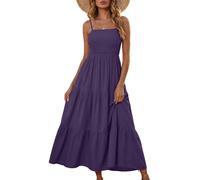 Vestido Sexy Mujer, Ropa Verano Mujer Vestido Talla Grande Vestidos Largo De Verano para Color Liso Tirantes Finos Sin Mangas Estilo Vaporoso Ideal para La Playa Vestidos De Veranos Elegante Y Ligero