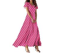 Vestido Sexy Mujer, Vestido Negro Verano Mujer Vestidos Talla Grande Vestidos Largo Informal De Manga Corta con Cuello En V Y Estampado De Lunares para Estilo Playero Fluido Corte A Ideal para El