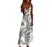 Vestido Sexy Mujer, Vestidos Blancos Mujer Verano Vestidos Primavera Vestido Largo De Verano para con Estampado Floral Escote En V Y Sin Mangas Sexy Corte En A Ideal para La Playa De Veranos Fluido