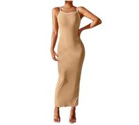 Vestido sexy para mujer sin mangas, vestido largo de verano para mujer dividido corte delgado sin espalda con tirantes cruzados chic y elegante casual pasaje a todas las jornadas temperamento vestido