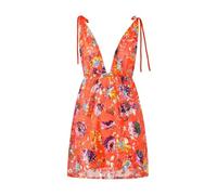 Vestido Sin Mangas con Cuello En V Vestido Sexy de Lentejuelas Florales Brillantes for Mujer, Minivestido Brillante Corte bajo sin Espalda Verano for Fiesta cumpleaños, cóctel, Boda(Orange,M)
