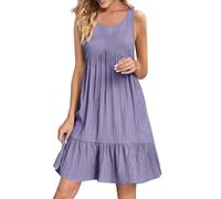 Vestido sin mangas con cuello redondo para mujer, Morado (, L