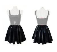 Vestido sin mangas de una línea de tallas grandes para mujer, vestido de PVC plisado de color de empalme de verano, ropa de calle, plata, XXL