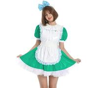 Vestido Sissy De PVC, Delantal Con Cerradura, Minivestido, Cuello Para Muñeca, Charol, Vestido De Sirvienta Francesa, Travesti,Verde Brillante,3XL