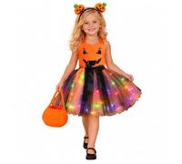 Vestido skater para niño, niña, naranja, sin mangas, para Kermesse y fiesta | Traje trapecio de hada suave, vestido de princesa calabaza sin cordón, enagua abullonada de gasa ligera, vestido festivo para