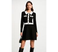 Vestido tejido corto trapezoidal Mujer Talla S. Color Negro